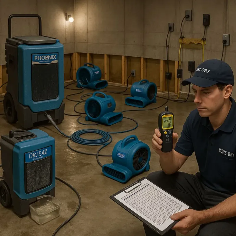 Structural Drying and Dehumidification process in Parkville, MN